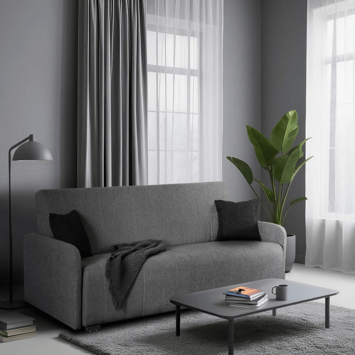 SCHLAFSOFA ASPEN Zweisitzer Grau - Grau, Holz/Textil (2000/95/980cm) - makarowski meble