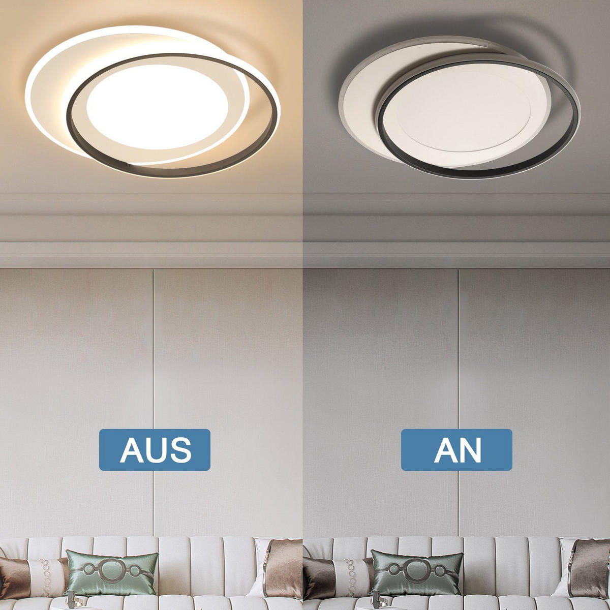 LED-DECKENLEUCHTE Sonnensystem 48.5/47.5/7 cm - Schwarz/Weiß, Kunststoff (48.5/47.5/7cm) - Nettlife