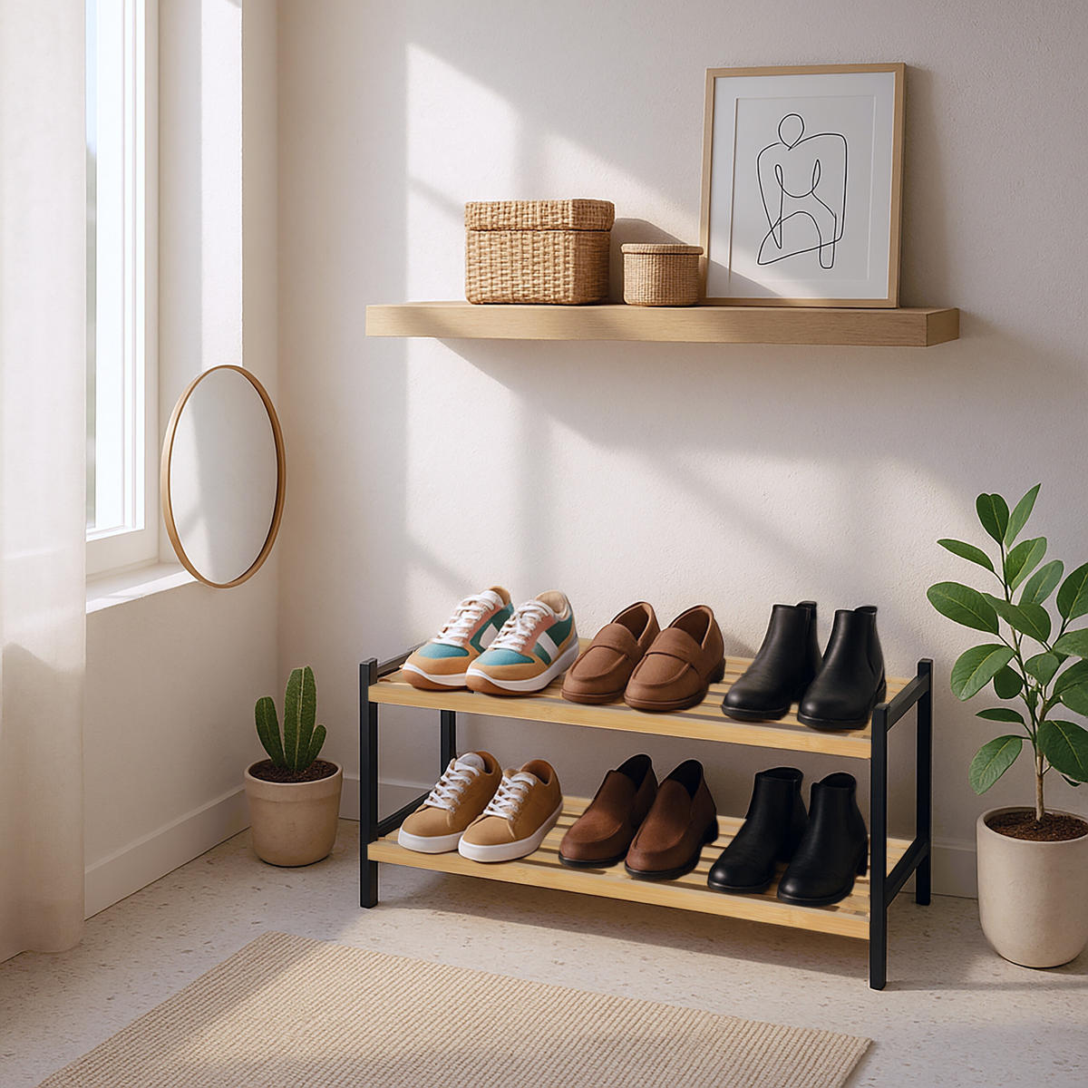SCHUHREGAL - Hellbraun, Holz (70/33/26cm) - Relaxdays