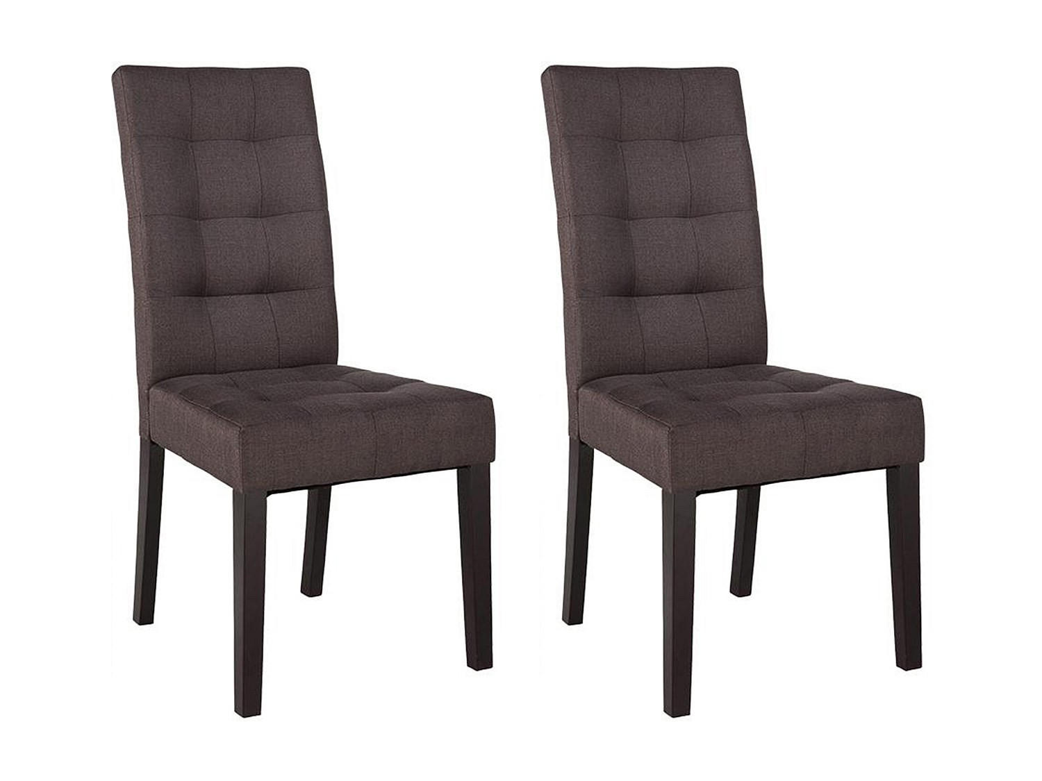 STUHL 2er-Set - Stoff & Holz - Braun - VILLOSA - Braun, Textil (61/100/48cm) - Vente-Unique