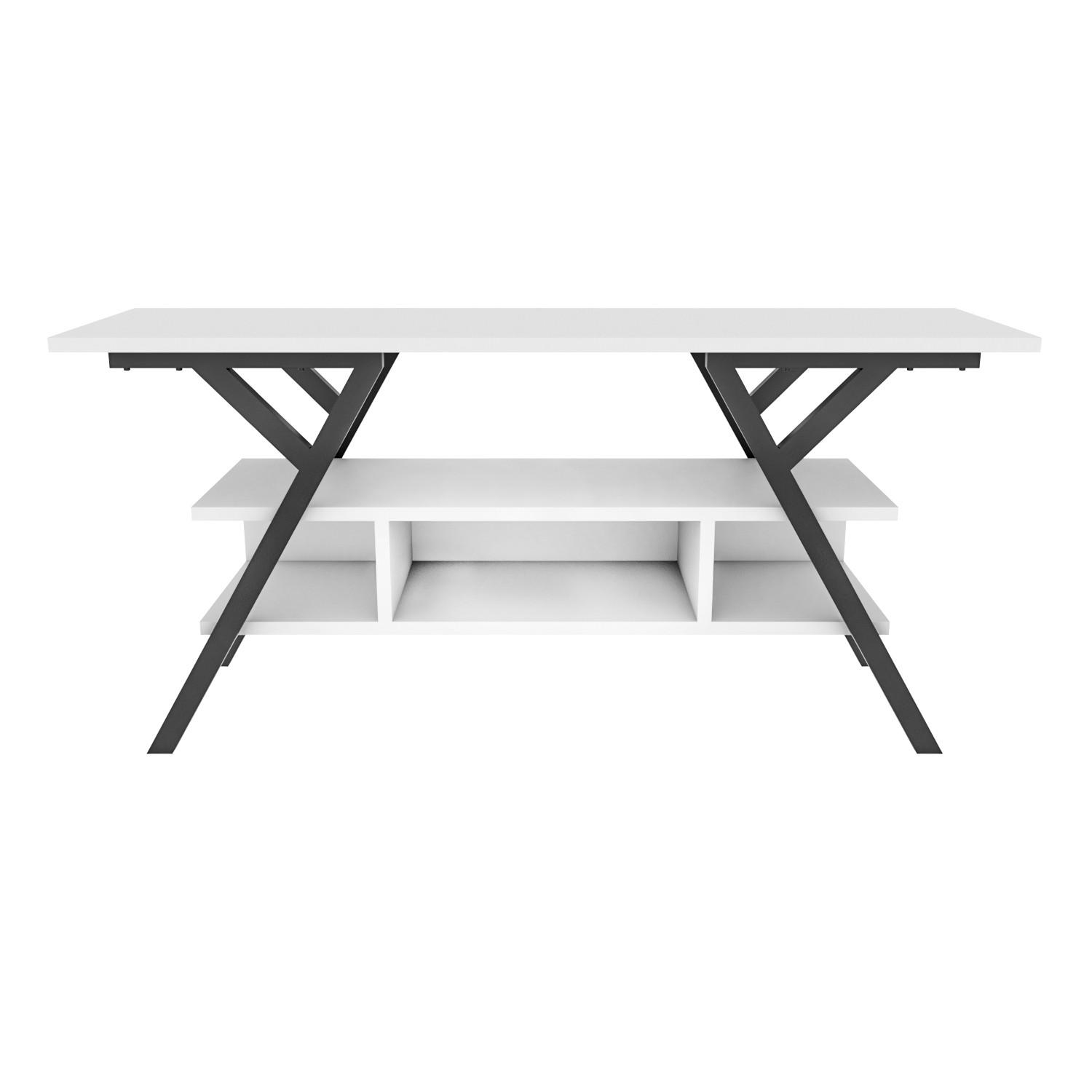 TV Stand Minerva Black Schwarz - Schwarz/Weiß, Holzwerkstoff (120/55/35cm) - Decorotika