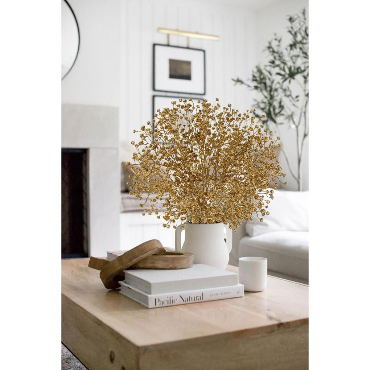 KUNSTBLUMEN 10 Stück Schleierkraut Gold 60 cm - Goldfarben, Kunststoff (60cm)