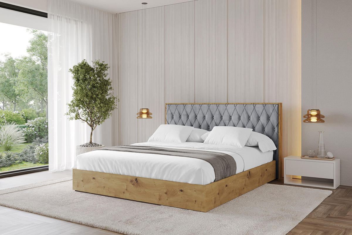 POLSTERBETT mit Bettkasten und Lattenrost, Bett mit Matratze H3/H4 - ENZO5 180x200 Grau - Grau, Holzwerkstoff/Textil (180/200cm) - ALTDECOR