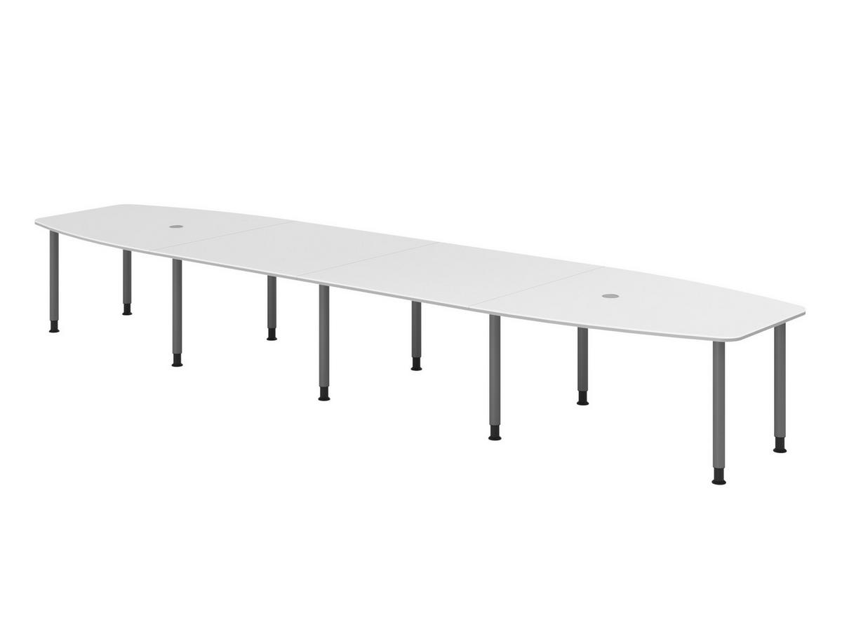 KONFERENZTISCH XXL KT52 130/520/74 cm in Weiß/Füße in Graphitfarben - Graphitfarben/Weiß, Holzwerkstoff (130/520/74cm) - bümö