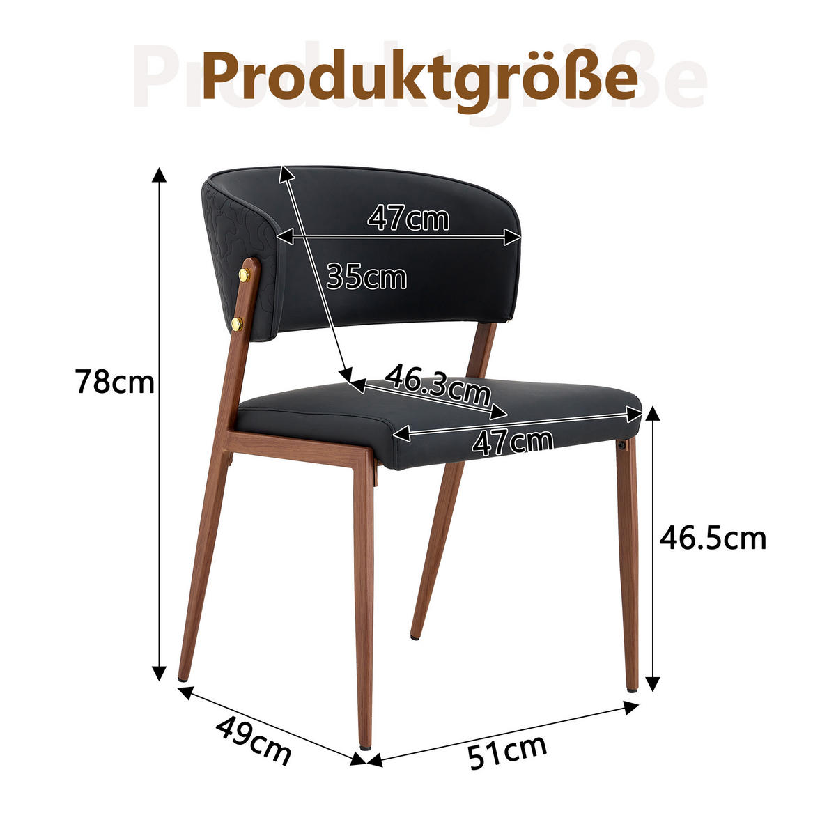 STUHL-SET DE-36689 2 Stück mit Kunstlederbezug und Metallgestell Schwarz - Schwarz, Metall (49/78/51cm) - ComfortXL