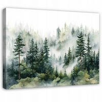 LEINWAND BILDER Wald Nebel Natur Grün 120x80 - Multicolor, Holzwerkstoff (120/80cm) - Wallarena