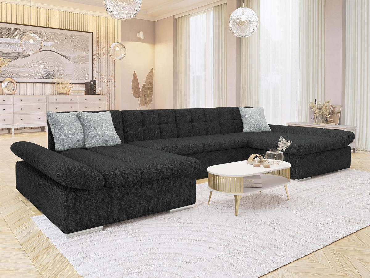 WOHNLANDSCHAFTEN Alia Premium - Dunkelgrau, Holz/Textil (360/75/160cm) - MIRJAN24