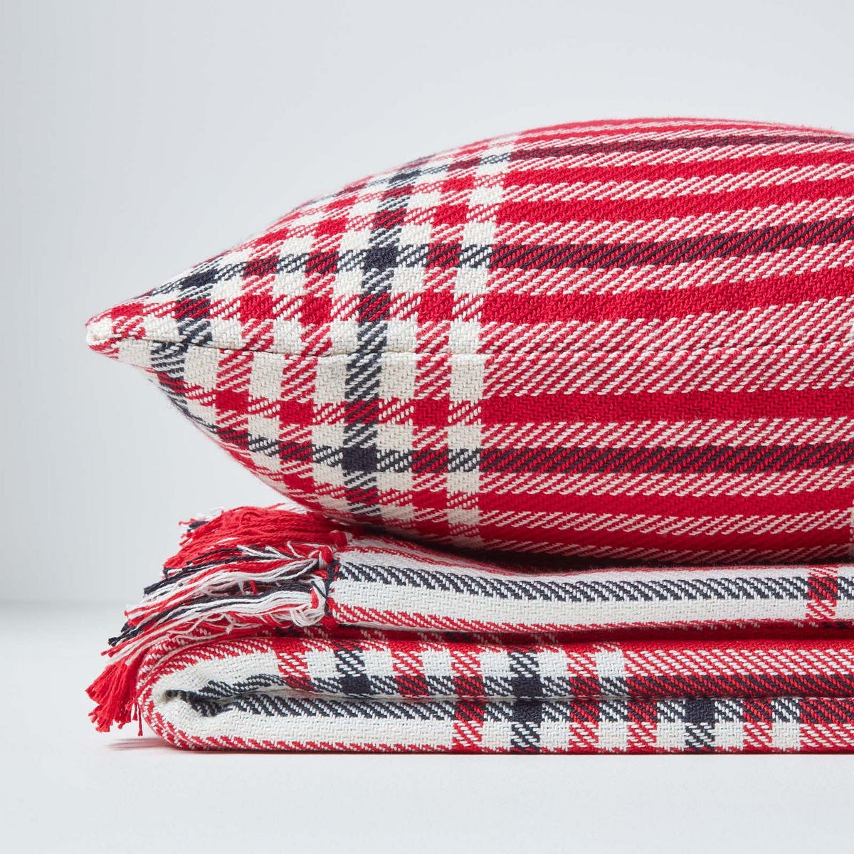 WOHNDECKE 150/200 cm, Schottenkaro, 100% Baumwolle - Rot, Textil (150/200cm) - Homescapes