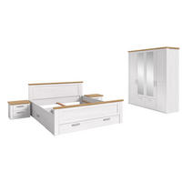 BETTANLAGE mit Kleiderschrank VERONA Bett (180 x 200cm) in Sibiu Lärche Nachbildung - Lärchefarben, Holzwerkstoff - Homes & Jones