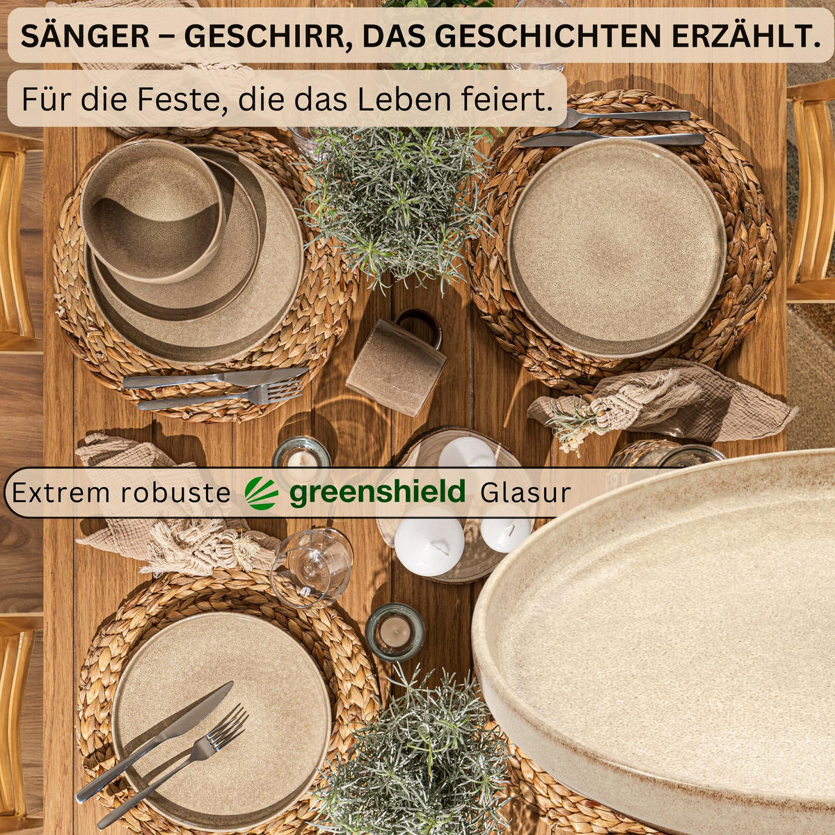 DESSERTTELLER SET KAIRO MOCHA - 6 teilig aus Steingut - Beige, Keramik (27.5cm) - Sänger