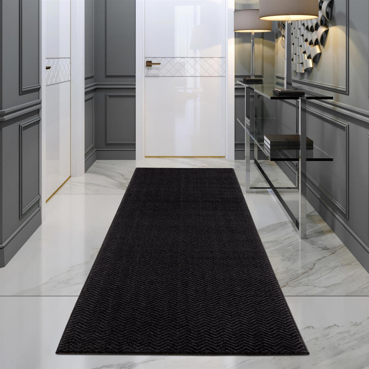 KURZFLOR-TEPPICH Fancy 805 Schwarz 80x150 cm - Schwarz, Textil (80/150cm) - carpet city