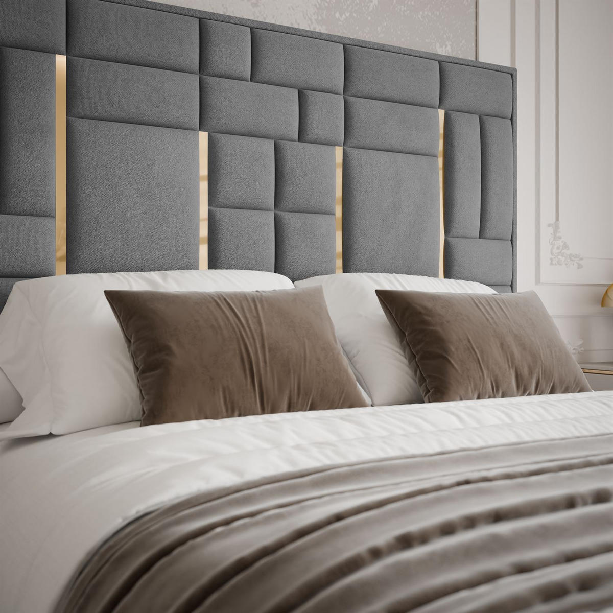POLSTERBETT BRIGITTE GOLD mit Bettkasten 140x200 cm Element 23 - Grau, Textil (140/200cm) - Lookway