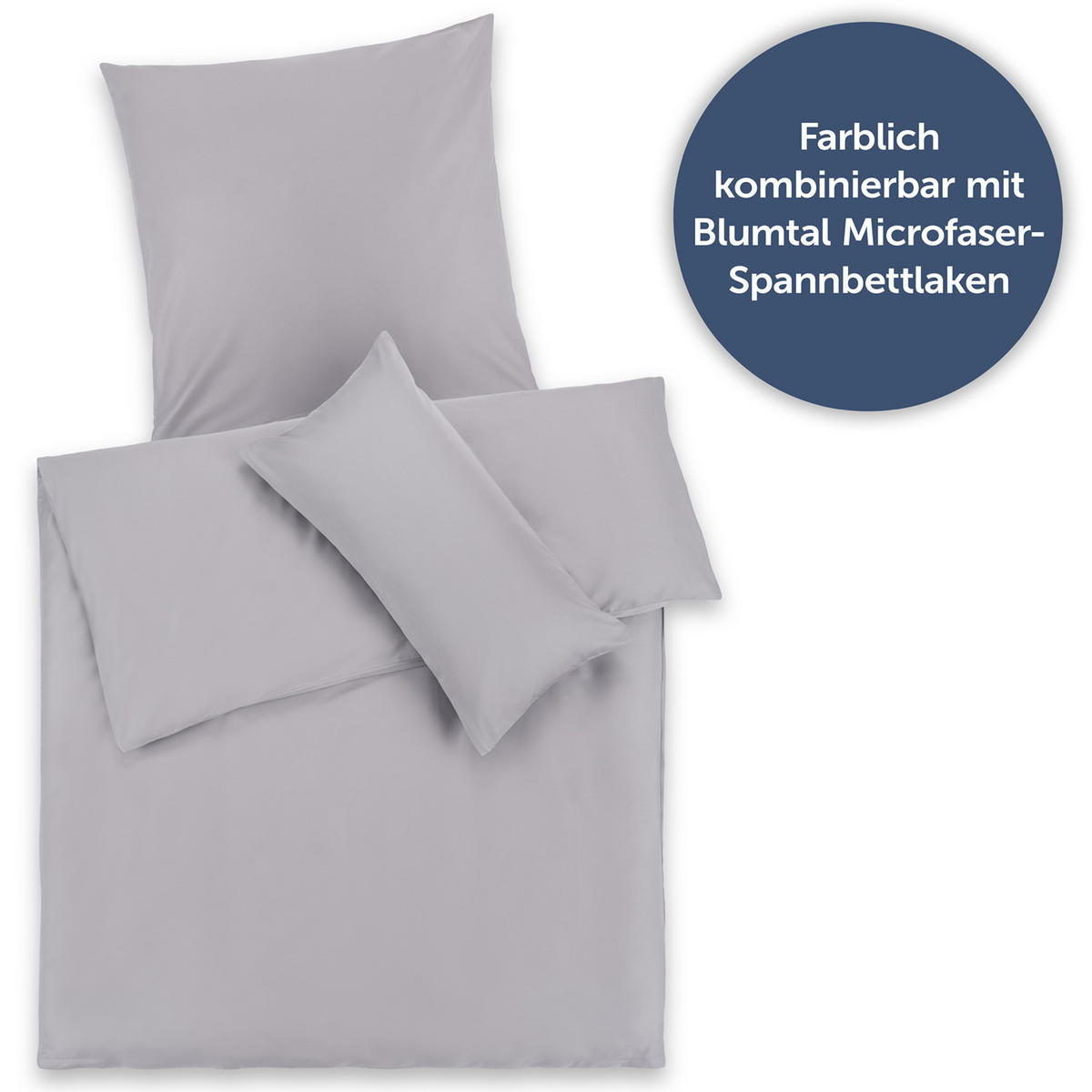 BETTWÄSCHE 3-teilig, 200/220 cm & 2x 40/80 cm, Grau - Grau, Textil (200/220cm) - Blumtal