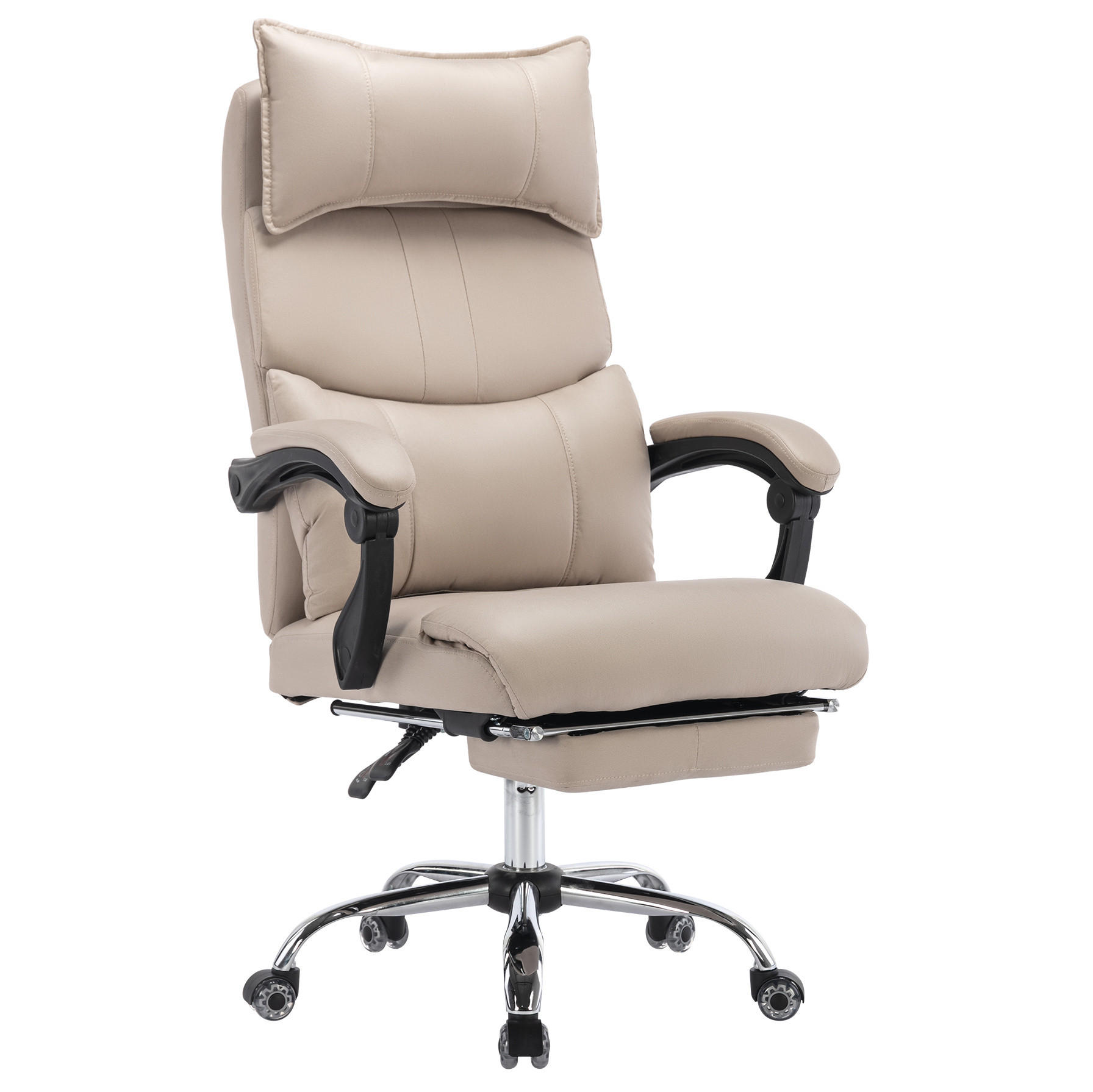 DREHSTUHL, höhenverstellbar 10 cm, PU-Leder, ergonomische Lendenstütze, 65/48/120 cm, Beige - Beige, Kunststoff (48/120/65cm) - Redom