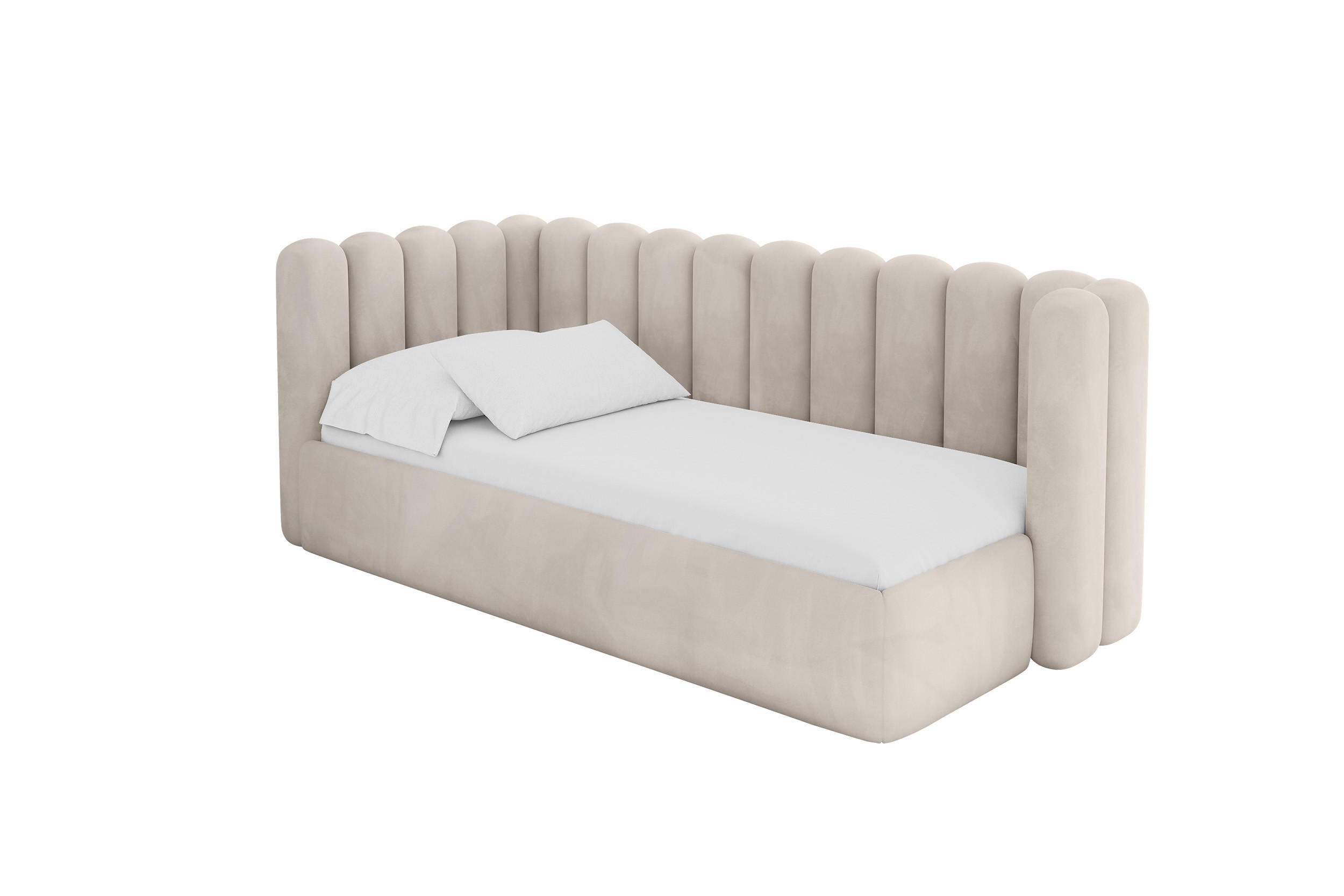 ALTDECOR JEDNOLŮŽKOVÁ POSTEL pro mládež s úložným prostorem, vpravo - HUGY 100x200 béžová