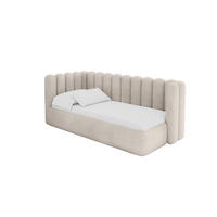 EINZELLBETT Jugendbett mit Bettkasten und Matratze H3/H4, Rechts - HUGY 100x200 Beige - Sandfarben, Holzwerkstoff/Textil (100/200cm) - ALTDECOR