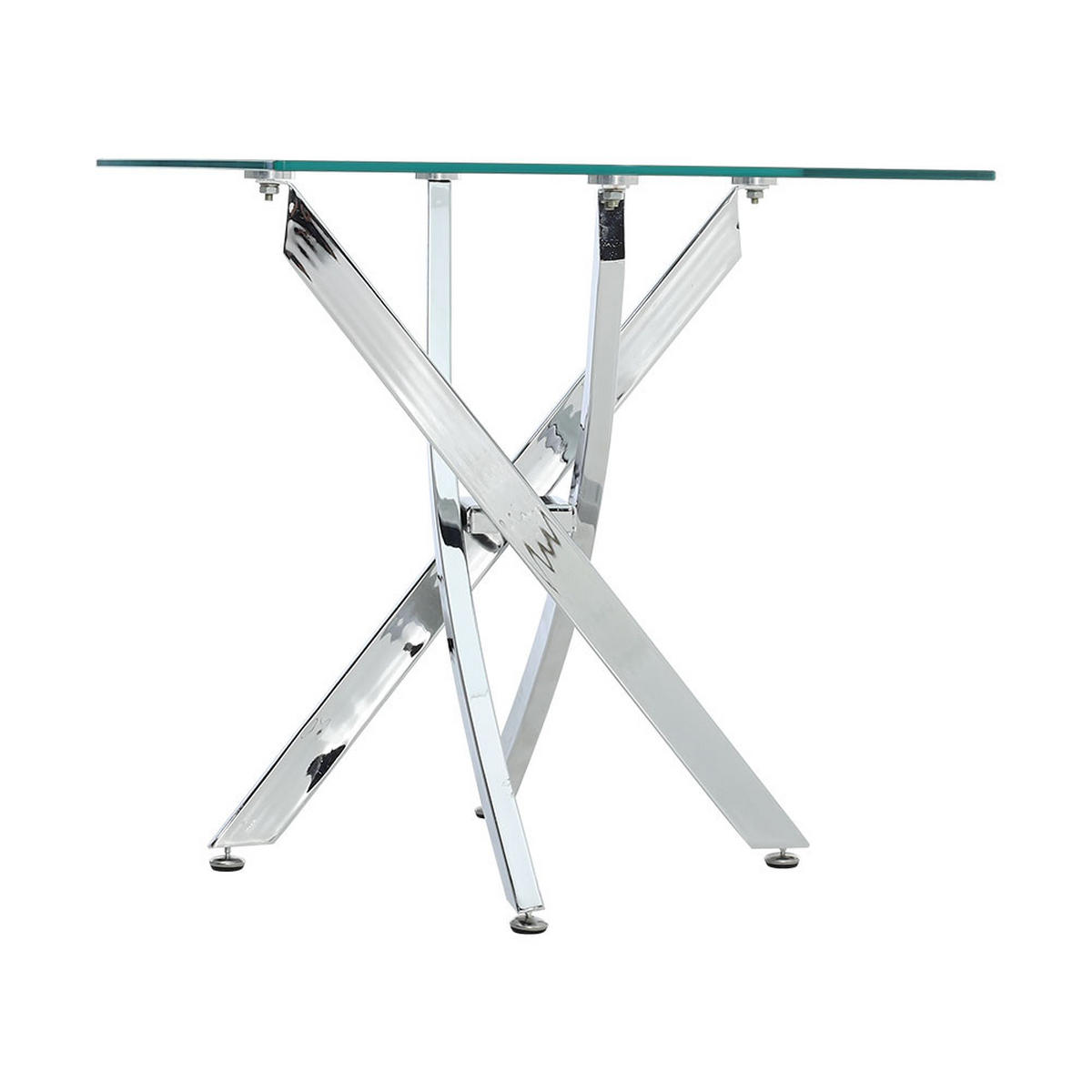 BEISTELLTISCH 55/55/55 cm Quadratisch Gehärtetes-Glas Metallgestell - Chromfarben/Transparent, Glas/Metall (55/55/55cm) - Livingandhome