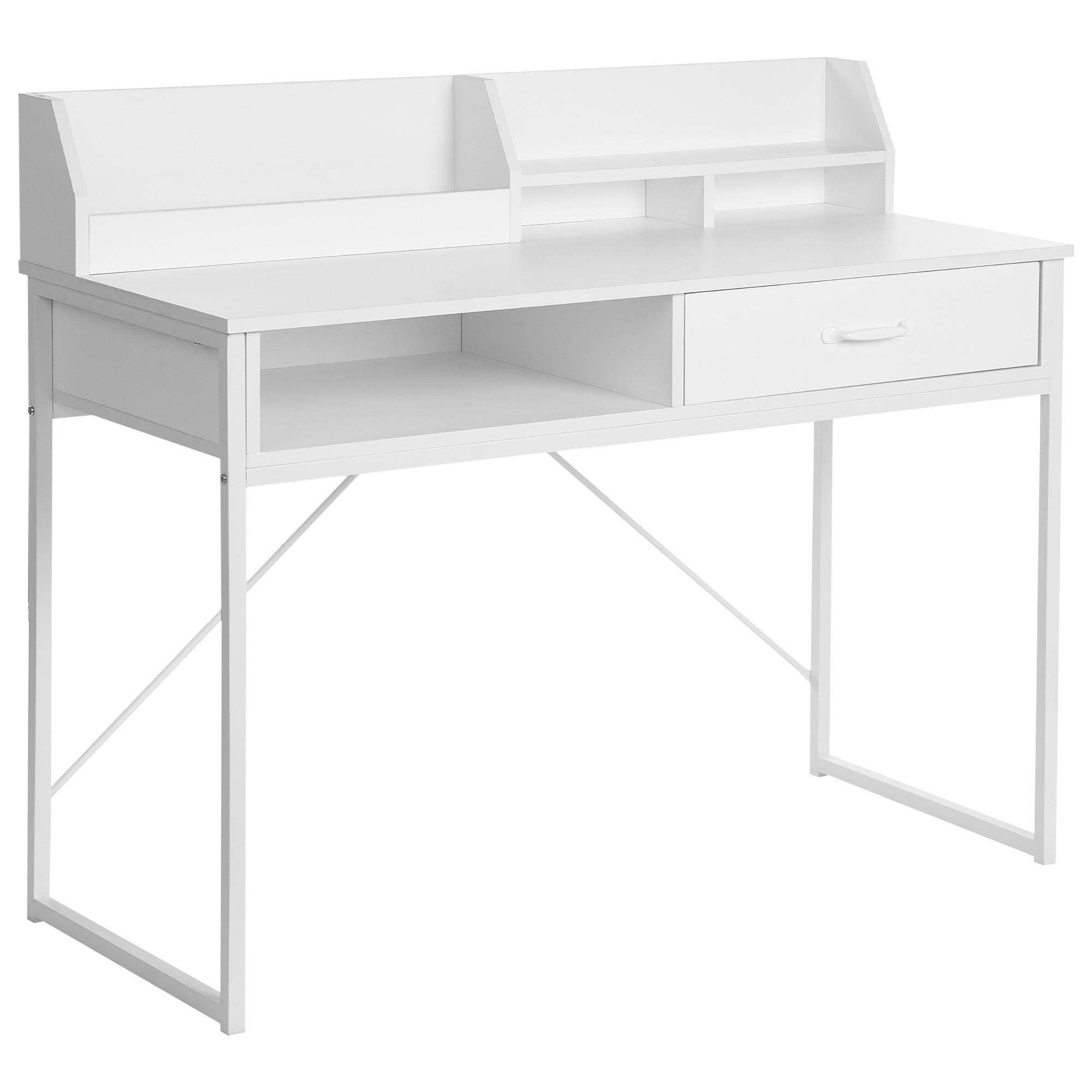 SCHREIBTISCH 110/50 cm Weiß Zyra - Weiß, Holzwerkstoff/Metall (50/110/95cm) - Beliani