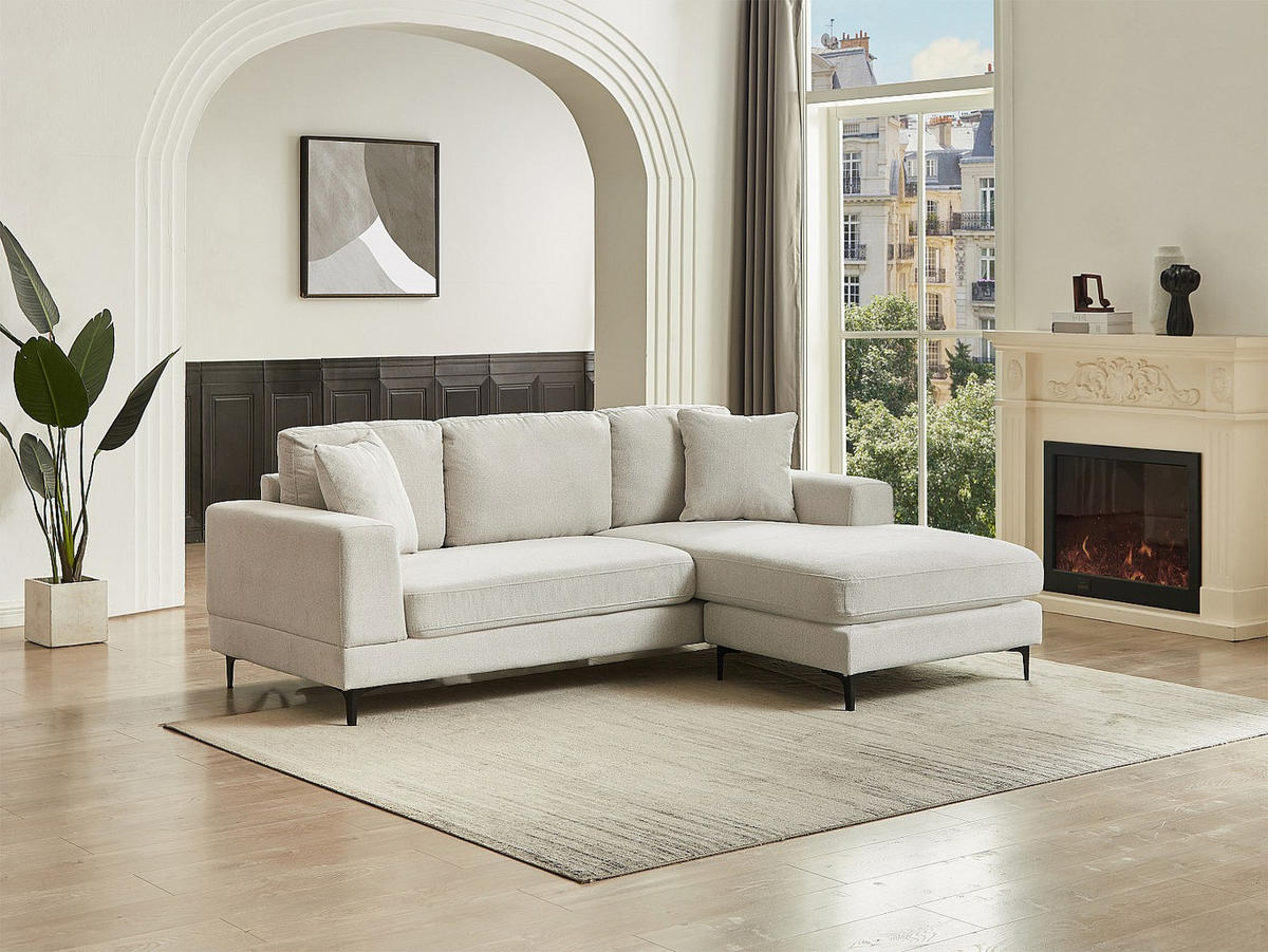 SOFA - 4 Personen - stoff - beige Jamolo - Beige, Textil/Metall (227/82/153cm) - Vente-Unique