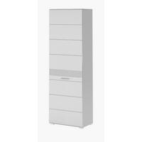 SCHUHSCHRANK weiß Hochglanz 55 cm, Garderobenschrank mit 6 Fächern - Weiß Hochglanz/Silberfarben, Holzwerkstoff/Kunststoff (55/190/37cm) - Inn.Furn