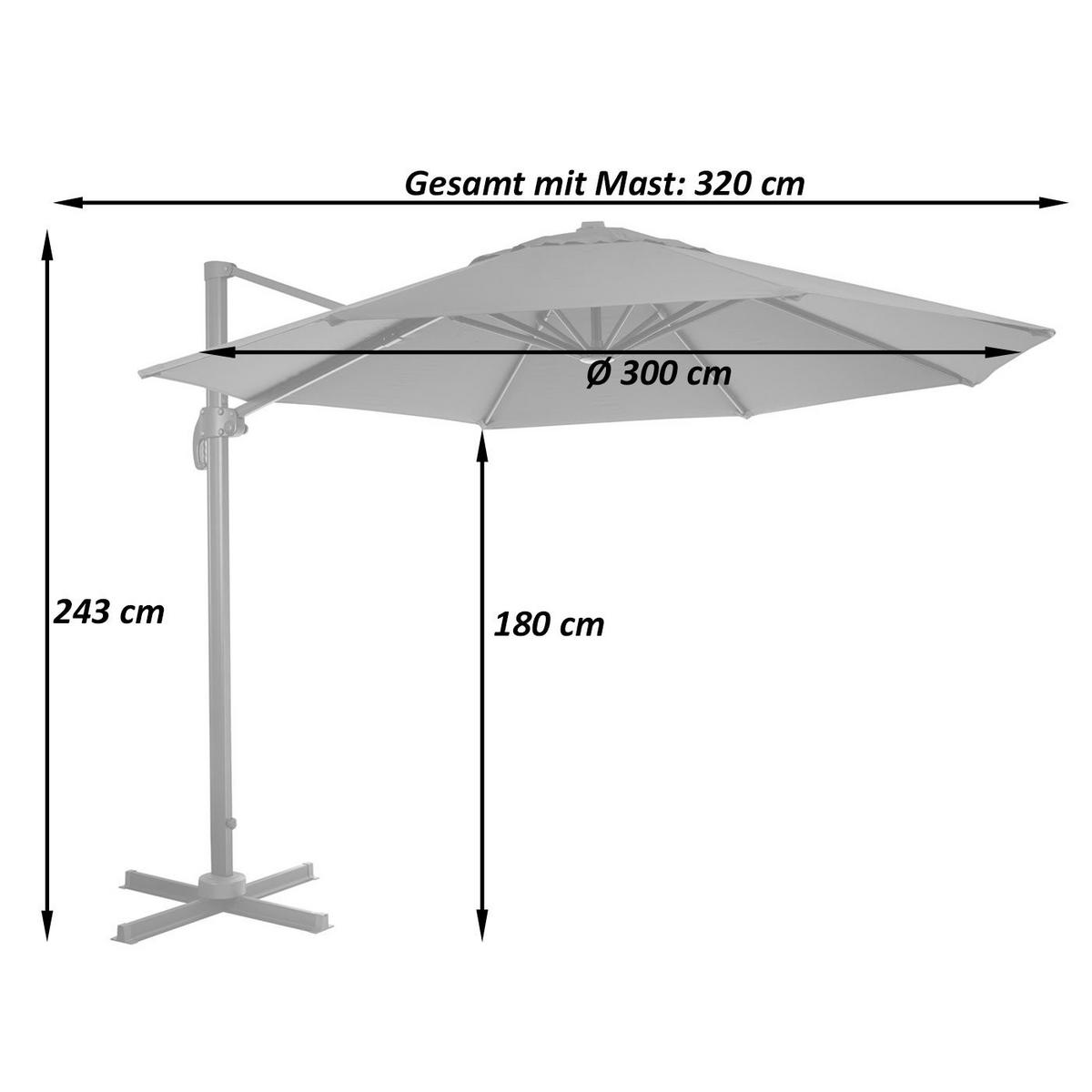 AMPELSCHIRM I RUND Orange 300/300 cm - Orange, Textil (320/300cm) - MCW