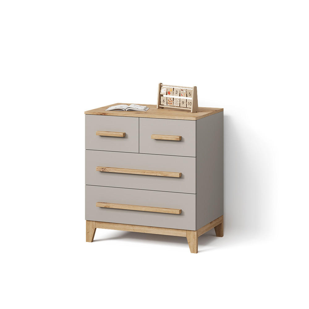 KOMMODE Mailo Cashmere/Artisan 80 x 88 cm mit 4 Schubladen - Kaschmir/Eiche Artisan, Holzwerkstoff (80/88/53.4cm) - Livinity®