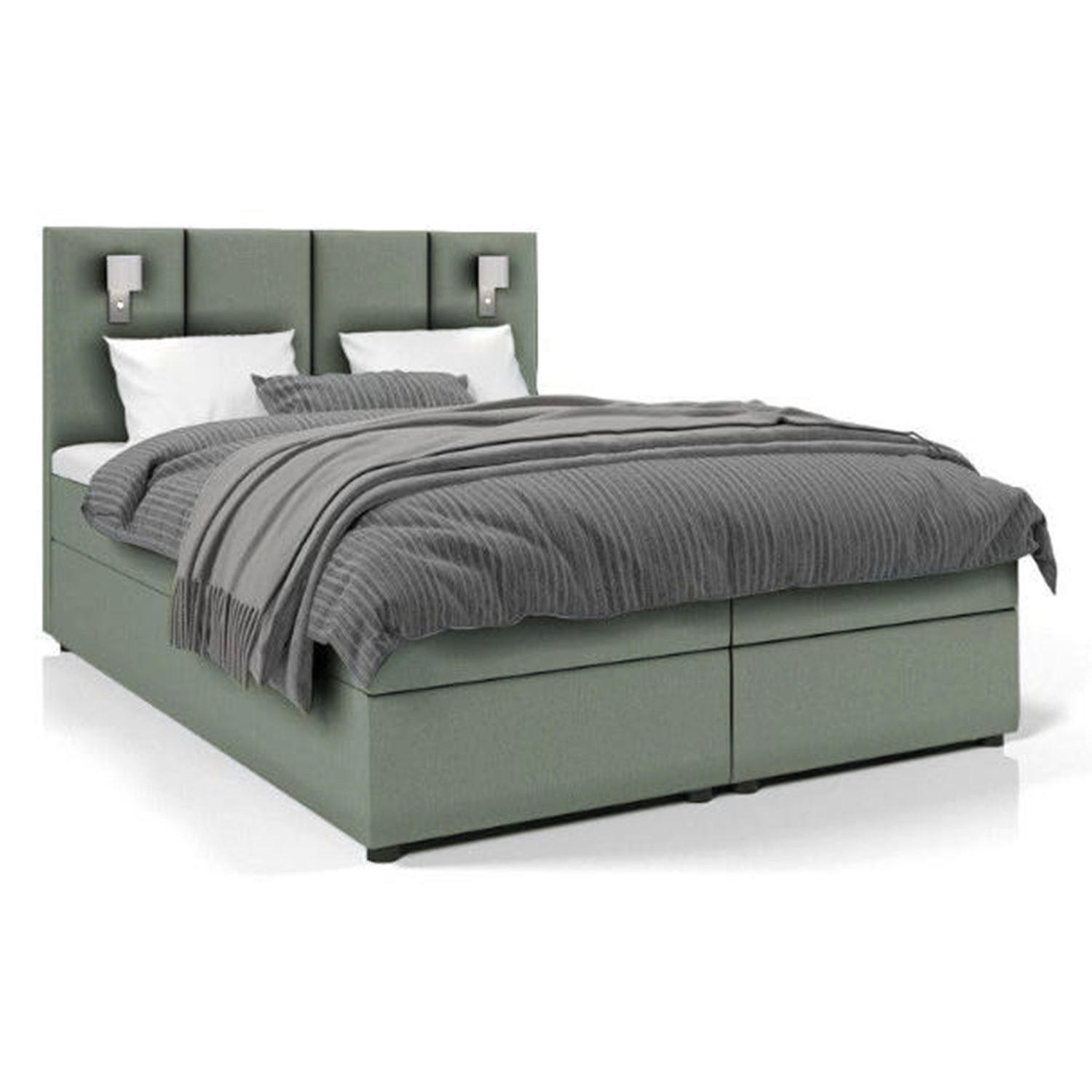 BOXBETT Parma Bonellfederkern inkl. 7-Zonen Topper T-30 mit Bettkasten - Hellgrün, Holz/Holzwerkstoff (180/200cm) - Best For Home