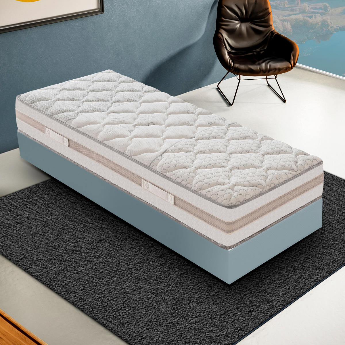 TASCHENFEDERKERNMATRATZE 80x200, Höhe 25 cm, 5 cm Memory-Schaum, RELAX - Weiß, Textil (80/200cm) - iLoveSleep