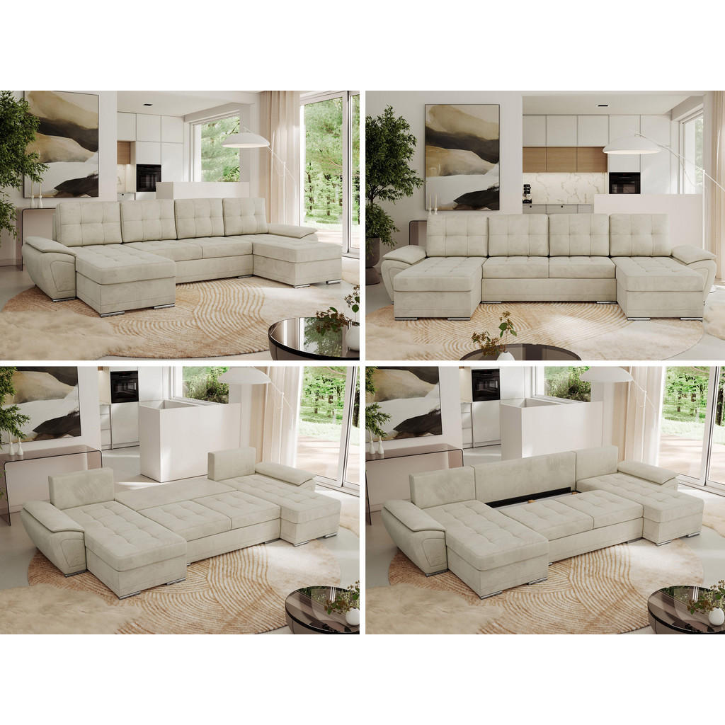 Thumbnail - MKS Wohnlandschaft, Beige, Textil, 5-Sitzer, U-Form, 336x85x157 cm, Wohnzimmer, Sofas & Couches, Wohnlandschaften, Wohnl...