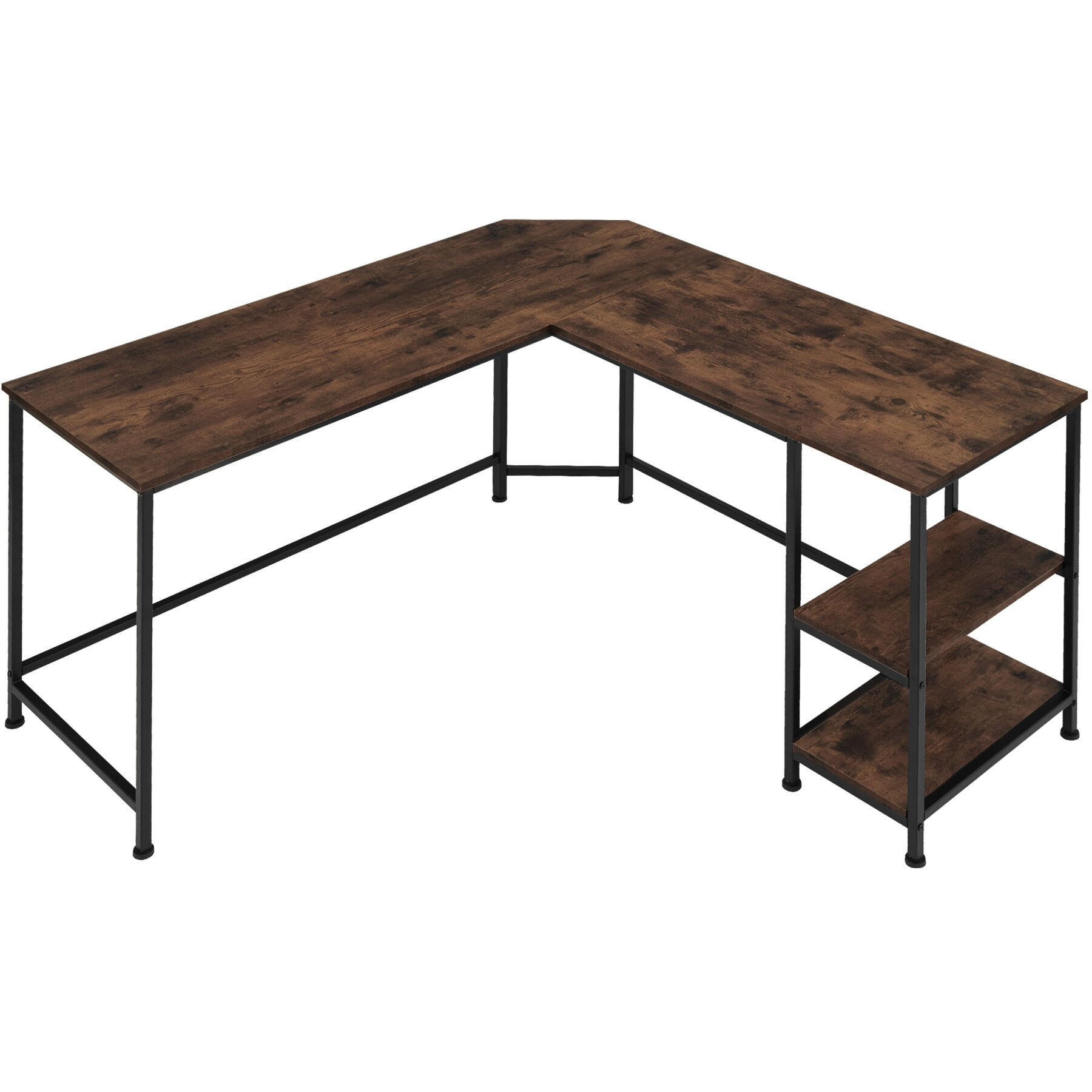 SCHREIBTISCH Hamilton,138 x 138 x 75,5 cm,Industrial Holz dunkel, rustikal - Rostfarben, Holz (138/138/75.5cm) - tectake