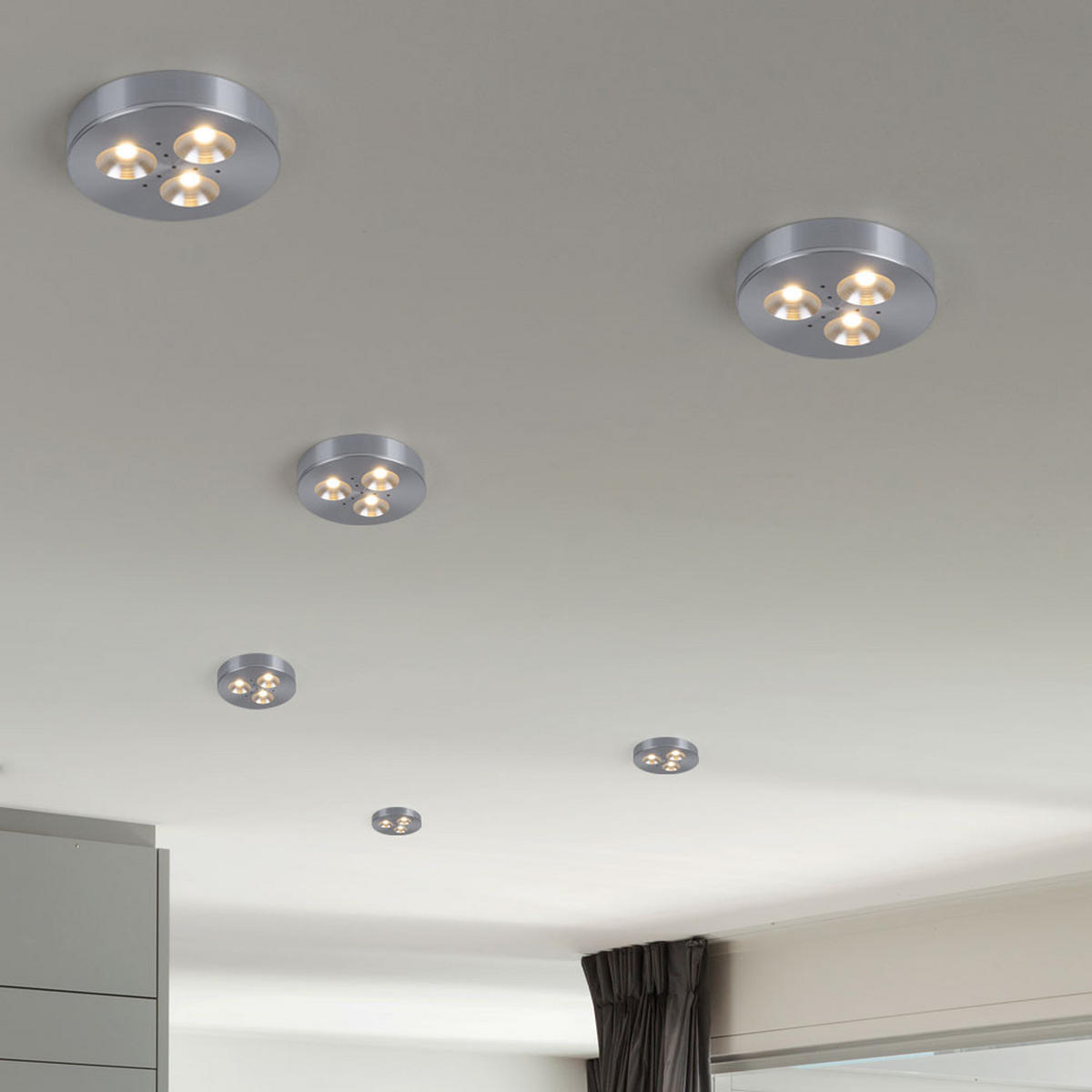 LED WANDLEUCHTE Silber gebürstet 6er Set - Silberfarben, Metall (7/1.4/1.5cm)