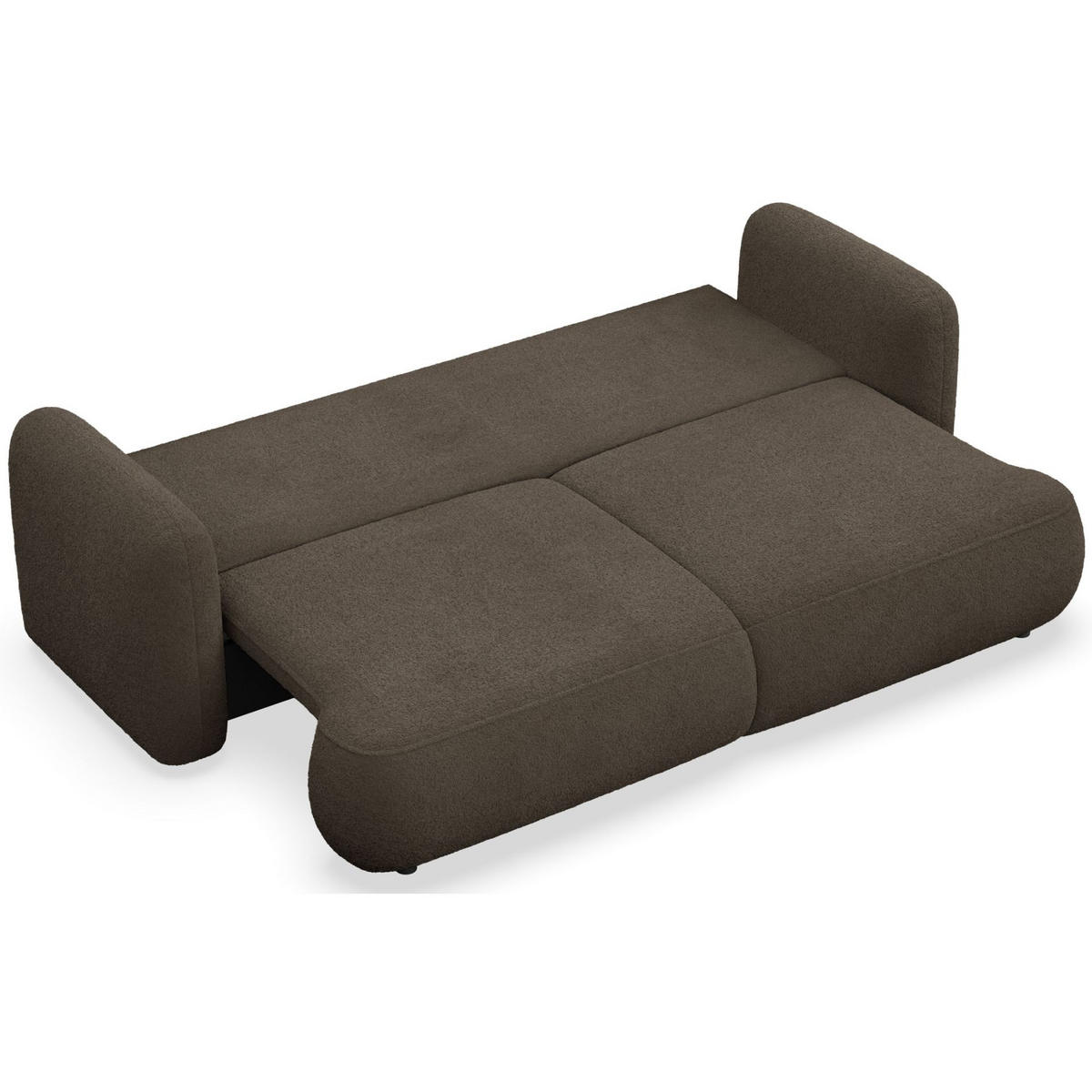 3-SITZER SCHLAFSOFA Tvoya Braun Bouclé - Schwarz/Braun, Kunststoff/Textil (253/82/110cm) - Selsey