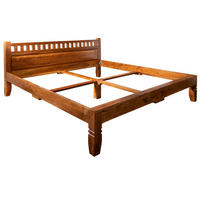 BETT Massivholz Akazie 200 x 200 x 90 hellbraun OXFORD #224 - Braun, Holz (200/200cm) - Massivmoebel24