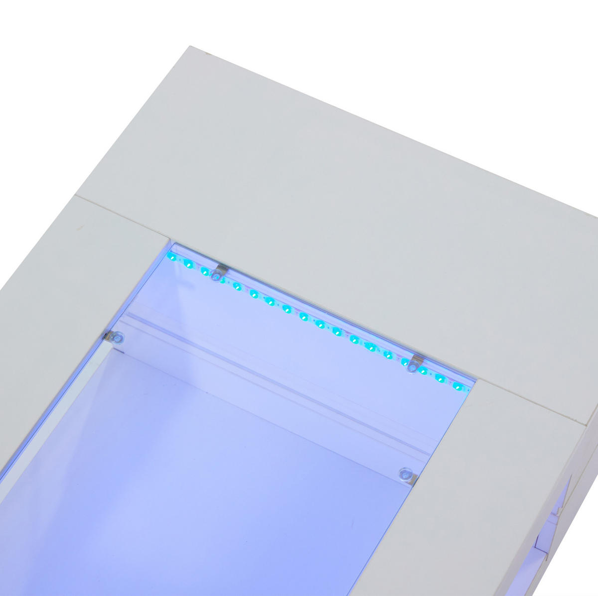 KONFERENČNÍ stolek, 100/50/35 cm bílý, s LED osvětlením a skleněnou deskou - bílá, kompozitní dřevo (100/50/35cm) - BEAOK