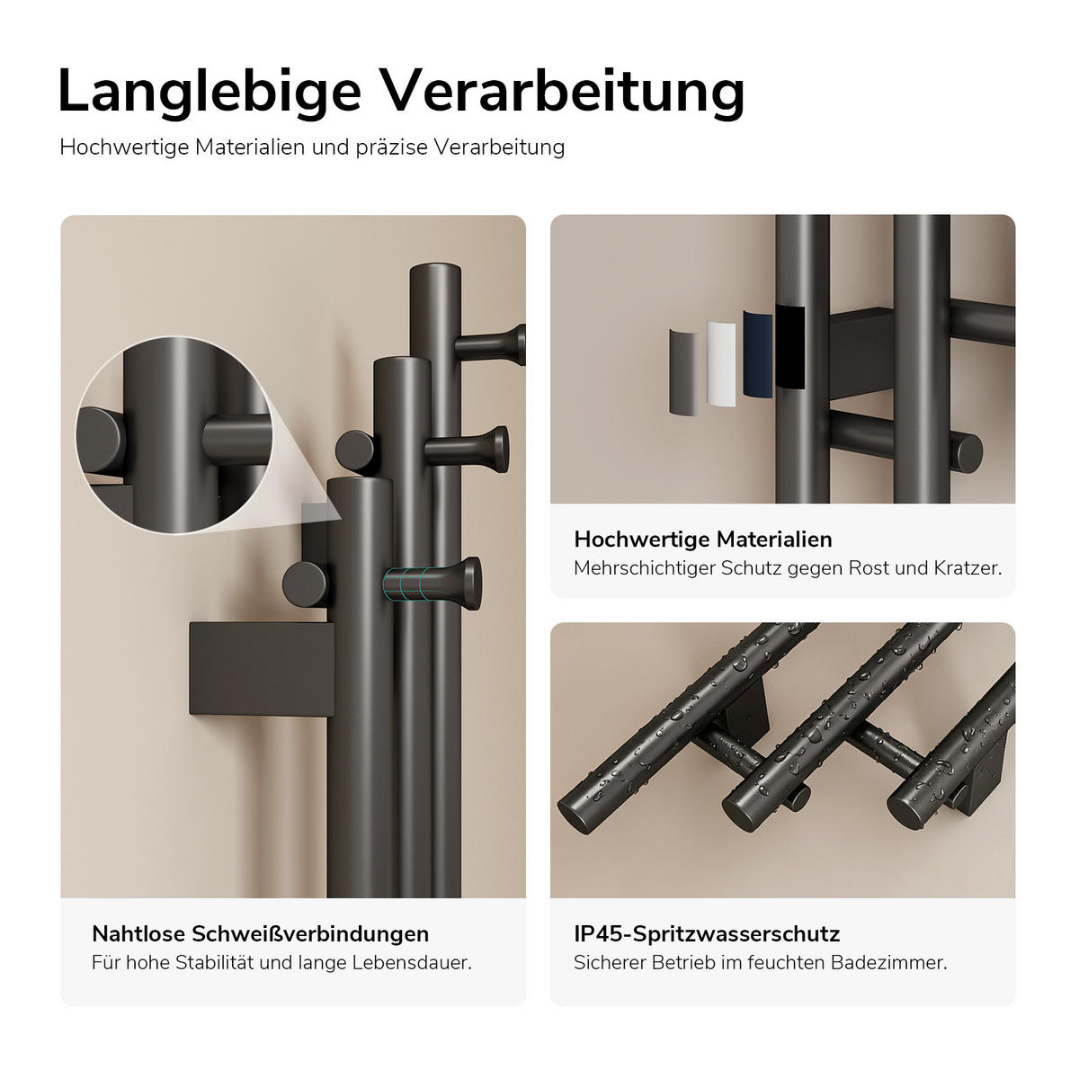 HEIZKÖRPER elektrisch vertikal 115 x 21,6 cm mit Smart-Steuerung Anthrazit - Anthrazit, Metall (21.6/115/9.4cm) - EMKE