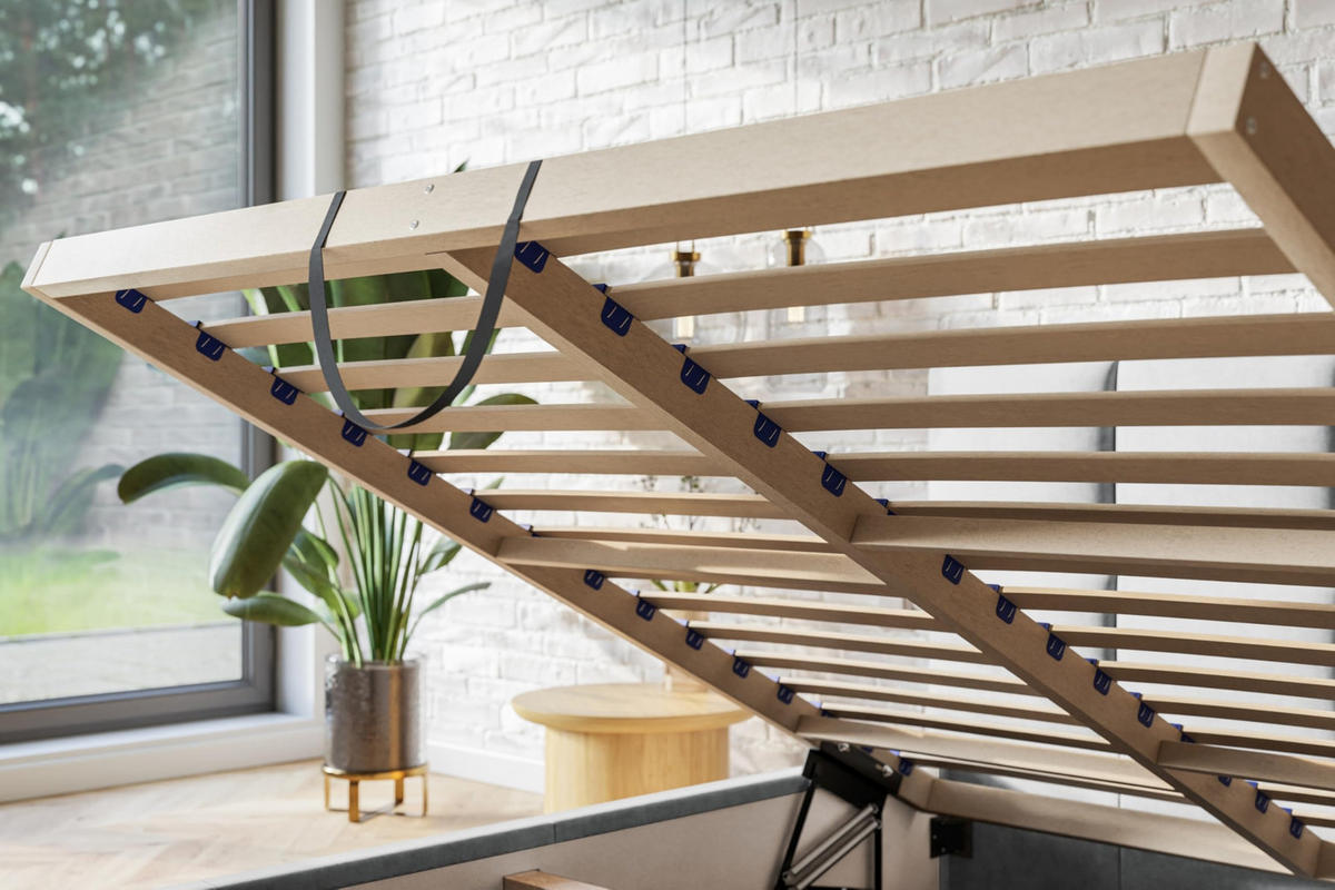 BETT 160x200 - Polsterbett mit Bettkasten und Holzrahmen - Modern Betten - Weicher Jasminstoff - Kollektion Roma, Beige - Beige, Holz/Textil (160/200cm) - Alpi-Möbel