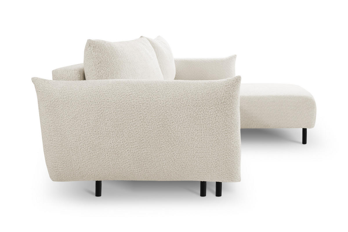 ECKSOFA ADEL mit Schlaffunktion und Bettkasten, L-förm, Metallbeine, verstellbar lose Rückenkissen, freistehend, RECHTS, 257x171x90 cm, Sand-coloured - Sandfarben, Holz/Textil (257/171cm) - DomoHome