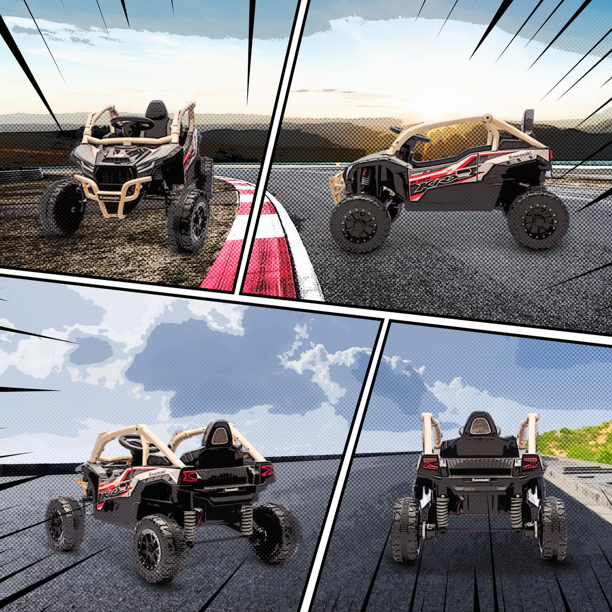 KINDER-ELEKTROAUTO 12V mit 2 Motoren Fernbedienung LED-Leuchten - Gelb, Kunststoff (100/64/56cm) - AIYAPLAY