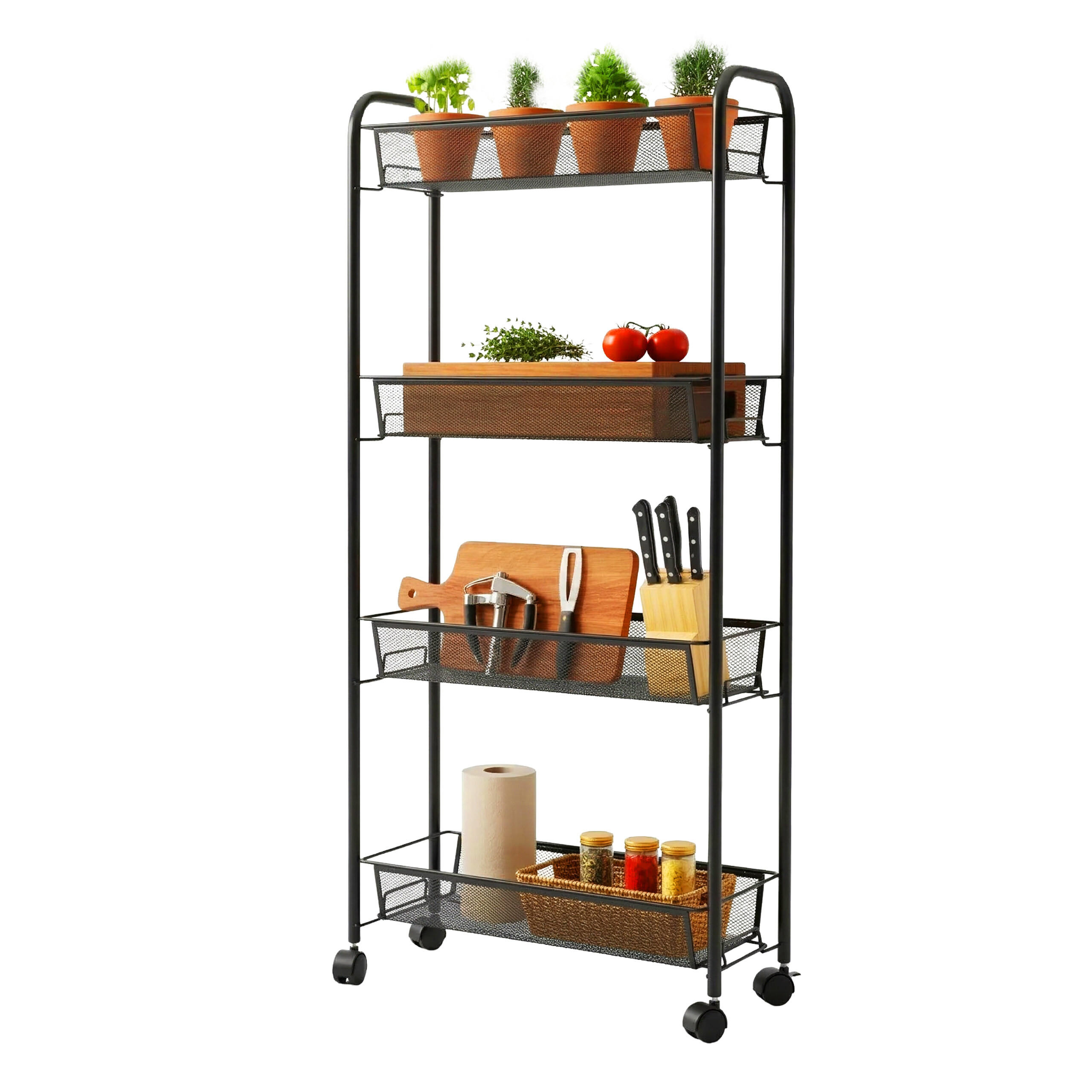 VOZEK - črna, kovina/umetna masa (44/97.5/17cm) - Relaxdays