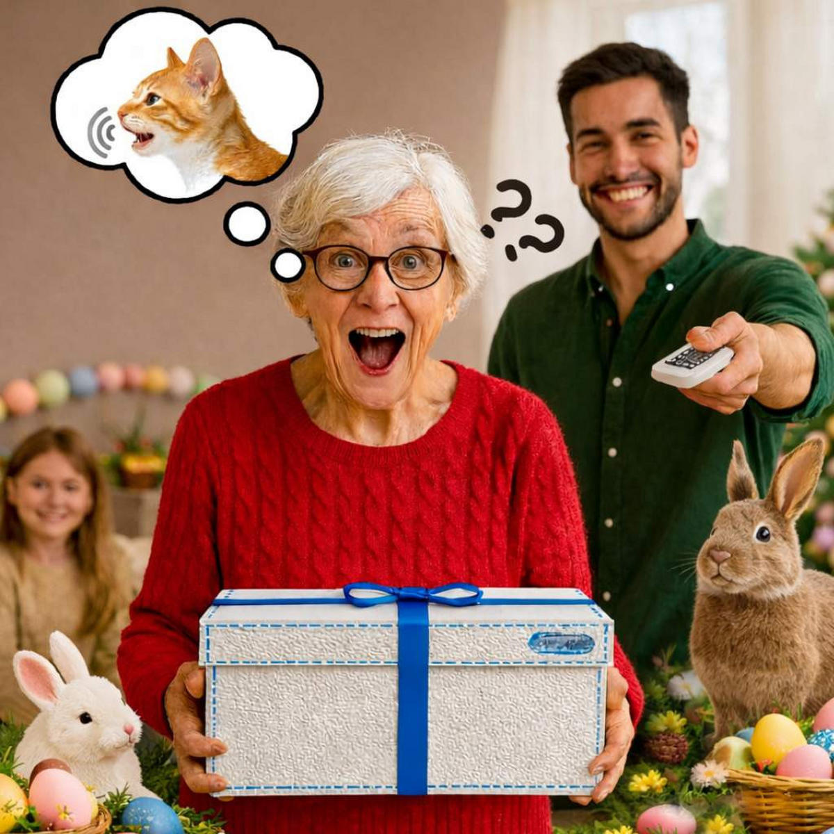 OSTERGESCHENKEBOX mit Soundfunktion 41/31/18 cm - Weiß, Metall (31/18/41cm) - DanDiBo