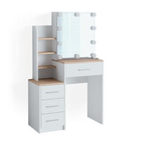 SCHMINKTISCH Conrada Weiß/Sonoma 80 cm mit LED Beleuchtung - Weiß/Sonoma Eiche, Holzwerkstoff (36/131.6/80cm) - Vicco