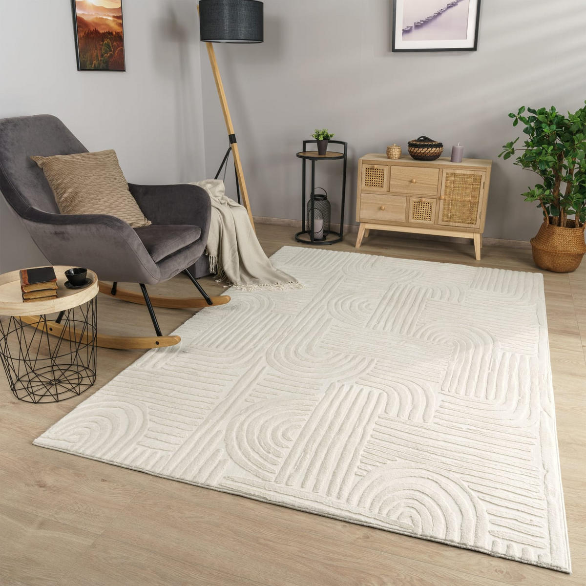 FLACHWEBETEPPICH Boho Creme 80 x 150 cm - Creme, Kunststoff (80/150cm) - TT Home
