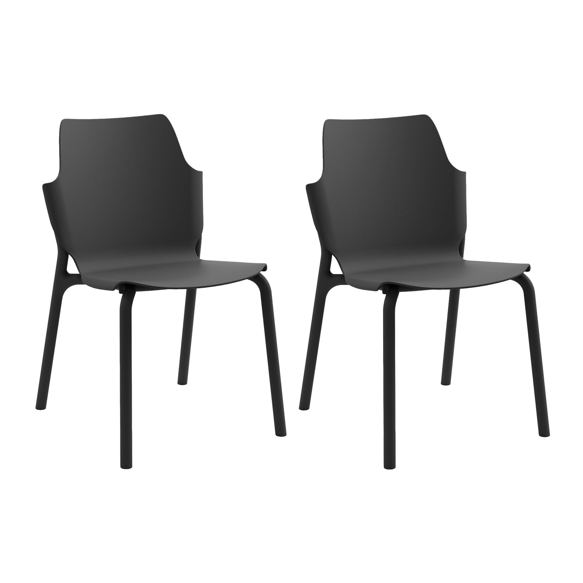 GARTENSTUHL Schwarz 56/47/83 cm 2er-Set - Schwarz, Kunststoff (56/83/47cm) - Mobili Rebecca