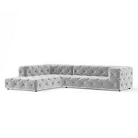 ECKSOFA Cosimo Hellgrau Samtstoff - Hellgrau/Schwarz, Holz/Holzwerkstoff (325/228cm) - Maison de Reve