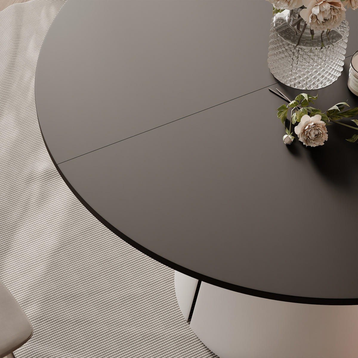 AUSZIEHTISCH BASE 100-176/76 cm, Weiß / Schwarz - Schwarz/Weiß, Holzwerkstoff/Metall (100/100/76cm) - Idohome