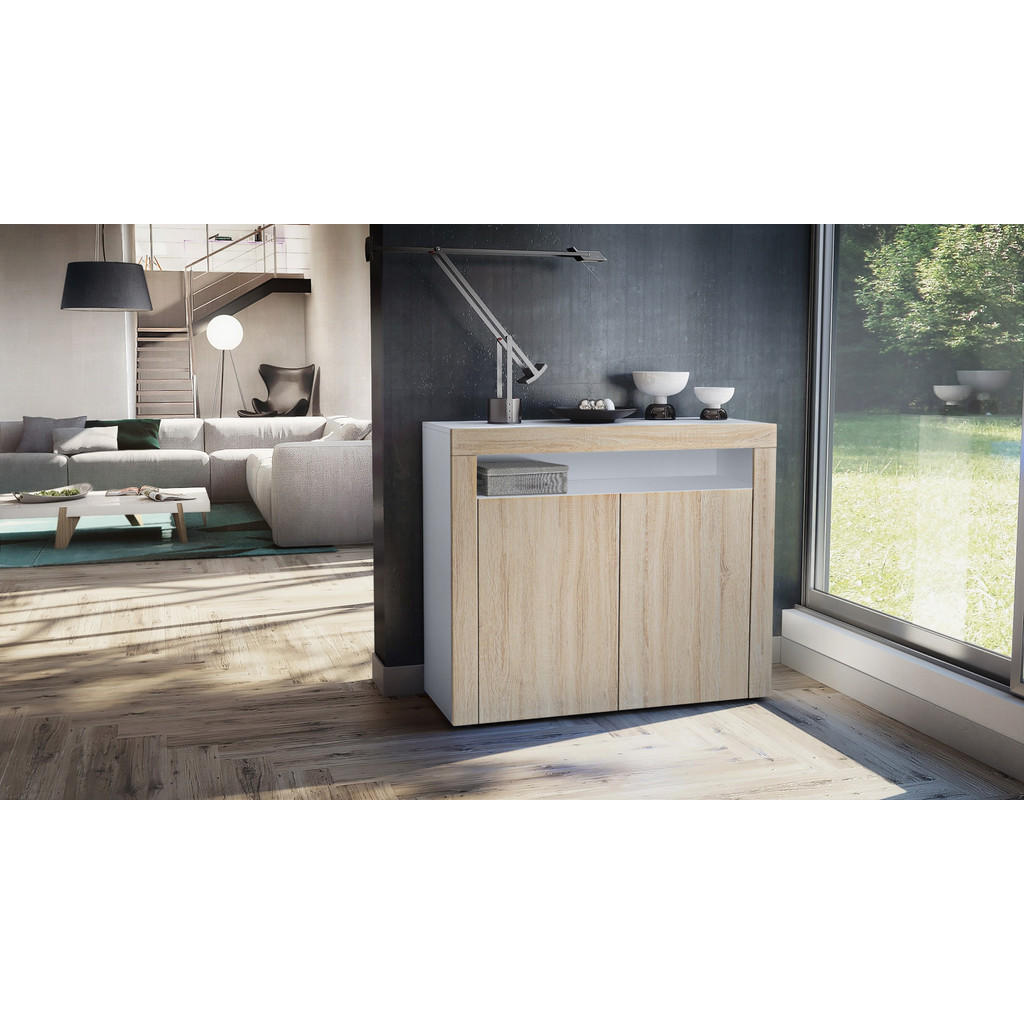 Thumbnail - Vladon Kommode, Eiche San Remo, Holzwerkstoff, 108x92x40 cm, Wohnzimmer, Kommoden & Sideboards, Kommoden