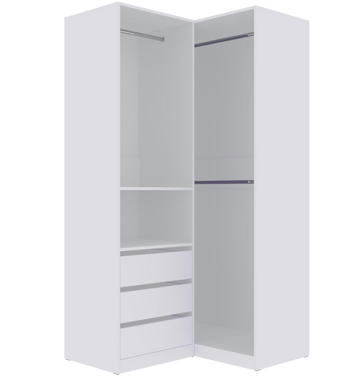 GARDEROBENSCHRANK TRES H/B Weiß 160/206/51 cm - Weiß, Holzwerkstoff (160/206/51cm)