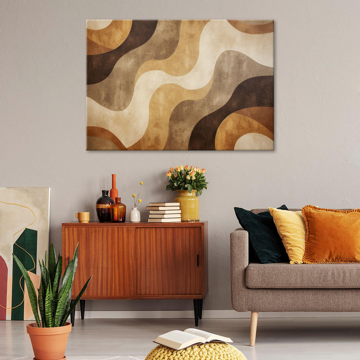 LEINWANDBILD Boho-Stil Abstraktion - Lila, Textil (60/40cm) - Feeby
