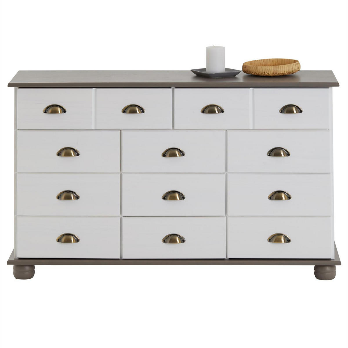 APOTHEKERKOMMODE COLMAR - Taupe/Weiß, Holz (117/73/35cm) - IDIMEX