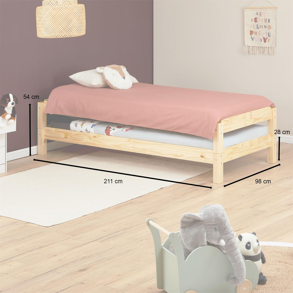 STAPELBETT RINO 90X200 CM - Naturfarben, Holz (98/54/211cm) - IDIMEX